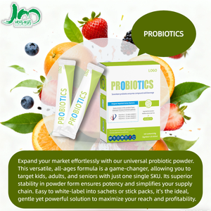 Probiotica poederzakjes |   Spijsverterings- en immuunondersteuning - cGMP-fabriek |   Eigen label beschikbaar |   24 miljard CFU - Product Image 4