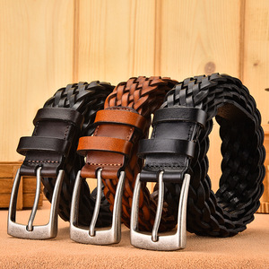 New Herren Echt leder Hand gefertigt Geflochtener Echt Rindsleder Gürtel Full Top Grain Leder Herren Gürtel - Product Image 2