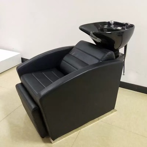 Fauteuil de lavage de cheveux professionnel inclinable en cuir avec cuvette en céramique pour salon de coiffure - Product Image 6