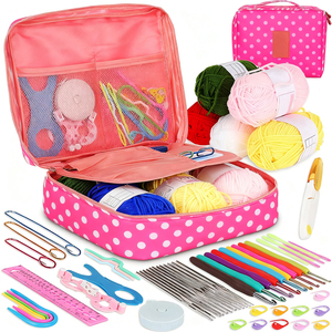 Kit de crochet pour débutants avec laine, aiguilles à tricoter, accessoires et rangement pour outils - Product Image 3