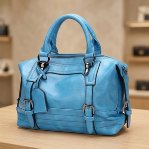 Bolso de Mano de Cuero Genuino Personalizado para Mujer, Ligero, Ecológico, Impermeable, con Cierre y Correa de Hombro Extraíble - Product Image 1