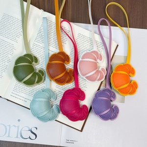 Handmade Croissant Leather Bag Charm - Colorful Bread Design, Portable Key Ring Sweet Gift <b>for</b> Food Lovers - Product Image 1