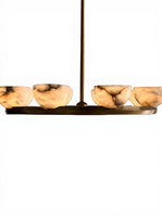 Lustre en forme de ligne de pêche, inspiré de la France, de luxe léger, haut de gamme, personnalisé, avec LED électroplaquées, abat-jour en marbre naturel espagnol, grand modèle, 2700K