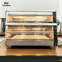 Armoire chauffante électrique double couche pour aliments, avec alimentation automatique en eau et contrôle de l'humidité, pour restaurants de snacks