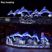 Lampes LED décoratives en forme de dauphin, éclairage de Noël, indice de protection IP65, en fer forgé, pour l'extérieur, les places commerciales, les rues, les parcs, la décoration marine