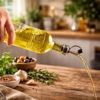 Bouteille Distributrice d'Huile d'Olive en Verre 500ml 17oz avec Bec Verseur, Bouteille Transparente pour Vinaigre, Bouteille d'Huile de Cuisine, Distributeur d'Huile et de Vinaigre