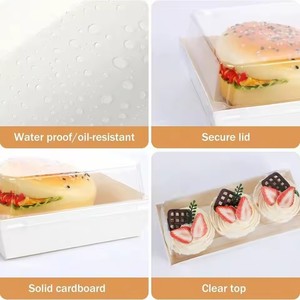 Boîtes à charcuterie en papier avec couvercles transparents, contenants alimentaires jetables, boîtes à emporter en papier kraft - Product Image 5