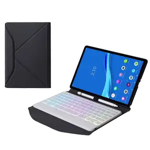 BM10S Wireless Bluetooth-Tastatur für Lenovo M10 plus 10,3 Zoll Triangle Rear Support Holster mit Hintergrund beleuchtung