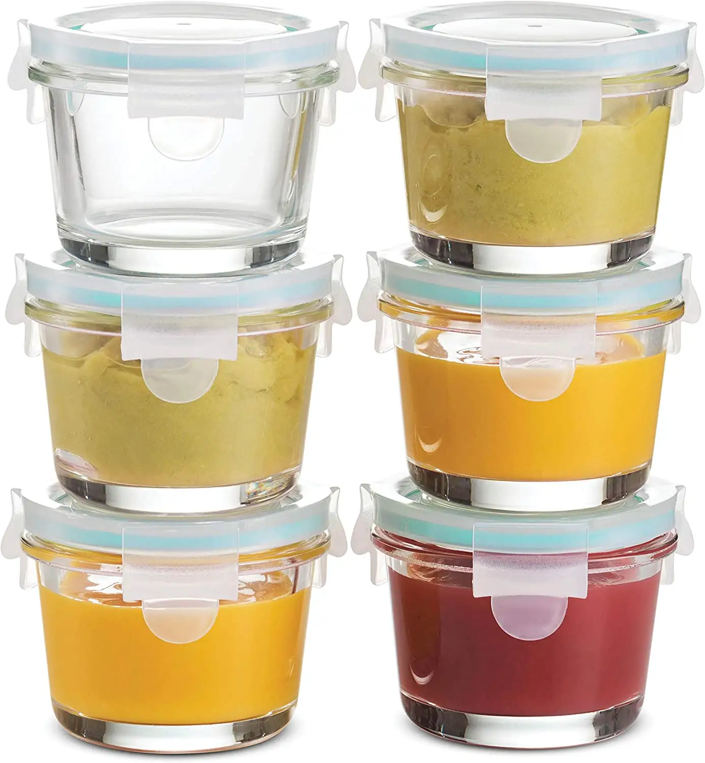 FineDine Glass Meal Prep Containers with Lids Set of 6 Round 4 Oz Containers Airtight Leakproof Microwave and Dishwasher Saf