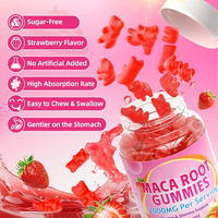 Gummies de Maca Saveur Fraise pour l'Énergie, l'Endurance, l'Humeur et l'Équilibre Hormonal – Complément de Bien-être Hormonal pour Adultes – 60 Unités – Cheveux