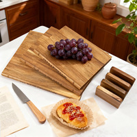 Creatieve boekvormige acacia houten snijplank set van 3 met standaard, decoratieve massief houten snijplank voor keuken cadeau