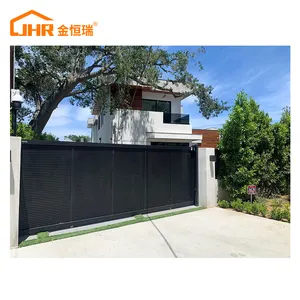 JHR güvenlik kapıları sürgülü kapılar alüminyum özel ev bahçe otomatik ana kapı tasarımları lazer kesim tozu kaplanmış Metal kapılar