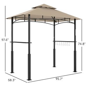 Db <b>Grill</b> Gazebo 8 X 5 Ft Beige Aluminum With Led <b>Light</b> Side Shelves Barbecue Shelter Outdoor Pergola Pavilion - Product Image 4