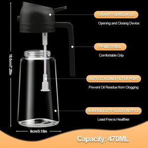 Bouteille pulvérisateur de qualité alimentaire, multifonctionnelle 2 en 1, bouteille pulvérisateur d'huile de cuisine en verre pour la cuisson - Product Image 2