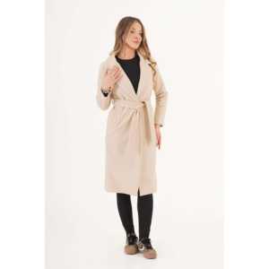 Manteau en cachemire à col de renard réversible, à ceinture, avec revêtement en pierre, teint, respirant, imprimé formel, pour le printemps et l'hiver, tailles XS à XL, vente en gros - Product Image 2