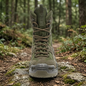 Bottes tactiques vert olive pour homme, dessus en mesh, semelle en caoutchouc, respirantes, pour toutes les saisons, chaussures de randonnée en plein air - Product Image 4