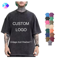 Camiseta personalizada con logo vintage, lavada al ácido, DTG/DTF, para hombre, de algodón grueso, lisa, extragrande, al por mayor, 100% algodón, para hombre.