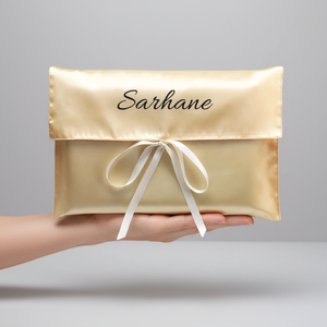 Bolsa de satén personalizada al por mayor con logo impreso para ropa, pelucas, regalos, bolsa de seda antipolvo de doble capa - Product Image 1