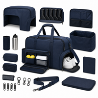 Sac de sport décontracté bleu marine, sac de voyage week-end avec compartiment à chaussures ventilé, bandoulière réglable pour la gym