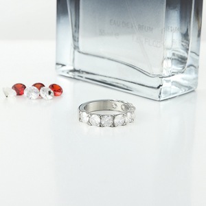 yunnique Stainless Steel <b>Ring</b> Gold Color Diamond Encrusted Prong Setting Women's Engagement Jewelry - Product Image 3