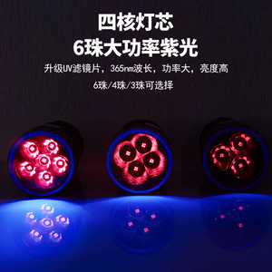 <b>Uv</b> Blacklight Flashlight 6 Led Purple <b>Light</b> Type C Rechargeable Battery Powered Detection Lamp For Fluorescent Inspection - Product Image 2
