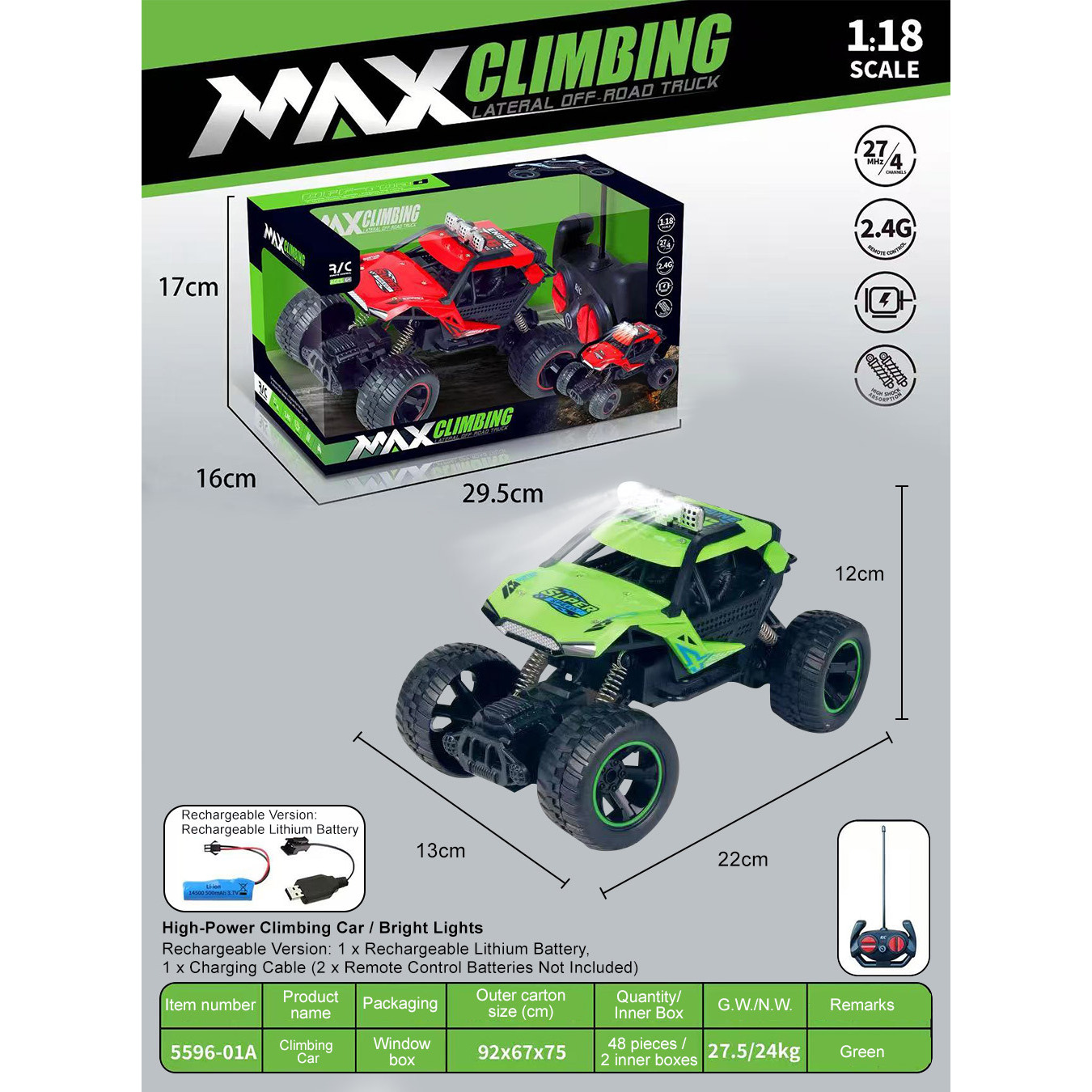 Potente Crawler - Verde [Recargable] con Caja de Ventana