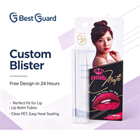 Confezione Cosmetica Personalizzata per Rossetto e Balsamo Labbra con Blister, Cartone Stampato, PVC e PET Riciclabile