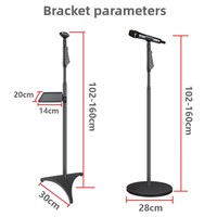 Support de microphone sur pied réglable XTUGA LKT-833B, base en métal durable, support de micro noir, installation facile, studio, live, condensateur, KTV