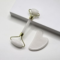 Ensemble de rouleaux de jade 100% naturels et Gua Sha, outils de massage vibrants pour le lifting du visage, soins de la peau, anti-âge et relaxation