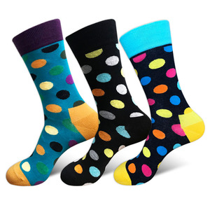 Chaussettes pour hommes à pois colorés, amusantes, décontractées, en coton, best-seller transfrontalier, nouveauté, chaussettes habillées - Product Image 1