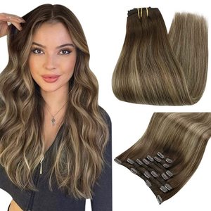 Extensiones de <span class=keywords><strong>Cabello</strong></span> Humano con Clip, Color Chocolate Marrón <span class=keywords><strong>Balayage</strong></span>, Invisibles, Onduladas, Largas, para Mujer, Cobertura Completa - Product Image 6