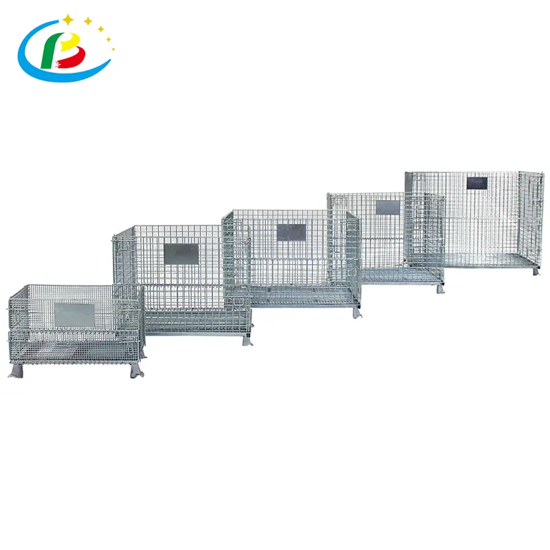 Folding Wire Mesh Crate with Storage Container Light Duty Wire Mesh Cage Storage Steel Crate Warehouse