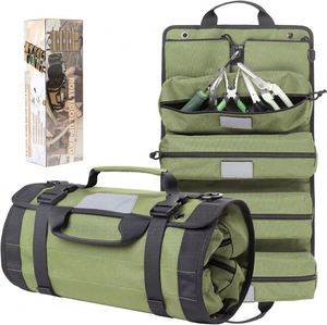 Muestra gratuita: Bolsa organizadora enrollable portátil profesional con múltiples bolsillos para herramientas y llaves, para colgar. - Product Image 3