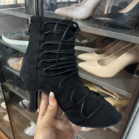 Nouvelles Chaussures de Danse Latine en Daim à Talon Haut, Bottines Jazz Montantes à Lacets et Fermeture Éclair, Semelle Souple, Chaussures de Danse Professionnelles pour Femmes