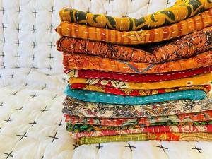 Kantha Napkin Gudari Kantha Quilt Gudari Hot Selling Wholesale <b>Gold</b> Supplier Handmade Kantha Napkin Cotton Printed Indian - Product Image 6