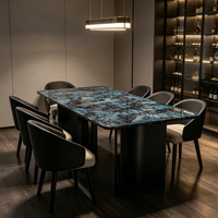 Luxuriöse Blaue Jade-Marmor Esstisch- und Stuhl-Kombination Hochwertig Modern Umweltfreundlich Langlebig für Hotel & Zuhause