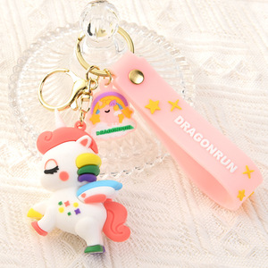 Woman Girls Gift <b>Charm</b> Pendant Decor Kawaii Unicorn Keychain Unicorn Horse Keychain 3D Rubber Key Chains PVC <b>Keyring</b> - Product Image 3