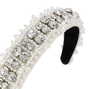 Serre-tête Hua Liyu en perles et strass pour femme, accessoire de coiffure de mariée élégant, fait main, pour le quotidien, HH021 - Product Image 4