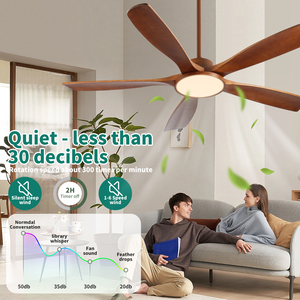 Ventilateur de plafond HC 62 pouces avec lumière LED, 5 pales en bois, moteur DC, télécommande et application pour la maison et l'hôtel - Product Image 6
