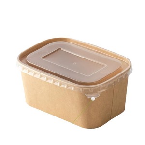 Boîte à lunch rectangulaire en papier kraft avec couvercle, boîte bento, bol à salade de fruits, récipient de pique-nique, conteneur alimentaire jetable - Product Image 1