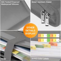 YIHUAIXNG Organisateur multi-poches extensible à 12 poches pour documents A4, lettres, reçus-Porte-sac ignifuge
