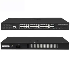 Sunsoont switch PoE 24*10/100/1000Base-TX poe dan 4*1.25g SFP + ports Layer 2 terkelola untuk kamera