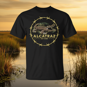 T-shirt Alcatraz Alligator nera con design a filo spinato Everglades Florida - Product Image 3