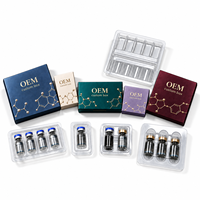 Boîte d'emballage en papier holographique rigide écologique OEM personnalisée, boîte cosmétique de luxe imprimée, inserts blister, ampoule pour soins de la peau, cils