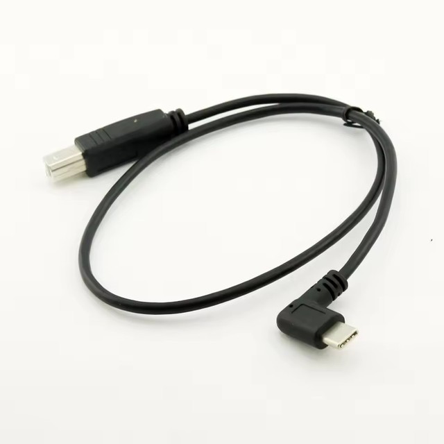 USB Type C 3.1 Male Right Angle to USB 2.0 B Male Data Sync Converter Adapter Cable for Macbook Laptop Printer Scanner 50cm