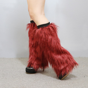 Scaldacollane da <span class=keywords><strong>donna</strong></span> autunno inverno in finta lana, coprigambe lunghi in peluche con pelliccia di volpe per performance teatrali - Product Image 5