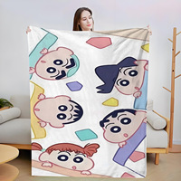 Nouvelle couverture en flanelle de fibre de polyester tissée de style dessin animé et anime, imprimée numériquement, couverture de climatisation toute saison
