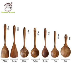 Cucharas de cocina Utensilios de cocina naturales y respetuosos con el medio ambiente Cucharas de madera Vajilla Cucharas de sopa de melocotón de Bambú - Product Image 5