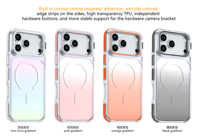 Funda Magnética para iPhone 17 Pro Max con Soporte para Lentes, Degradado Colorido Iridiscente, Transparente, Antigolpes, Protectora