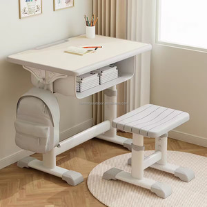 Ensemble de bureau et chaise d'école élémentaire réglables en hauteur, minimalistes, en bois, pour salle de réunion, salle de classe, étudiants - Product Image 2